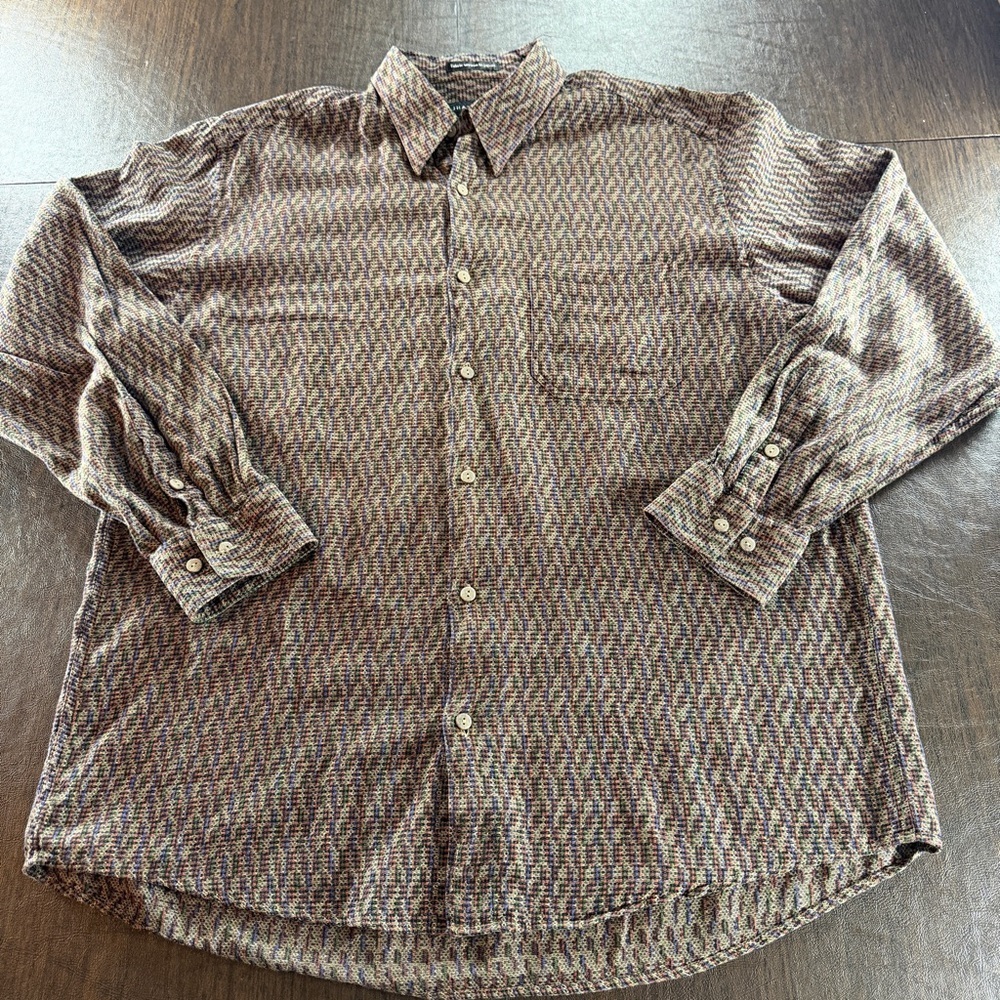 Jhane Barnes Abstract Men's Patterned Button Down Shirt Sz L 100% Cotton
